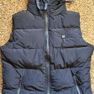 Navy Heated Puffer Vest with Hood